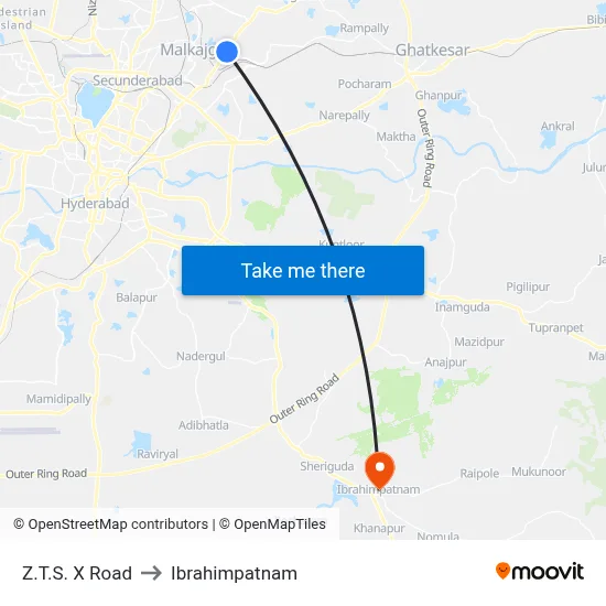 Z.T.S. X Road to Ibrahimpatnam map
