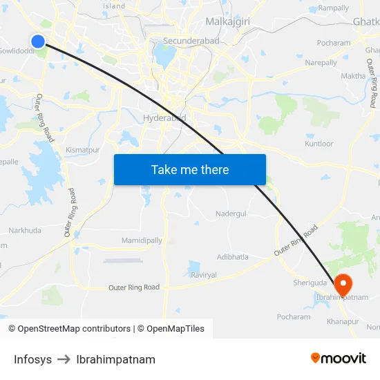 Infosys to Ibrahimpatnam map