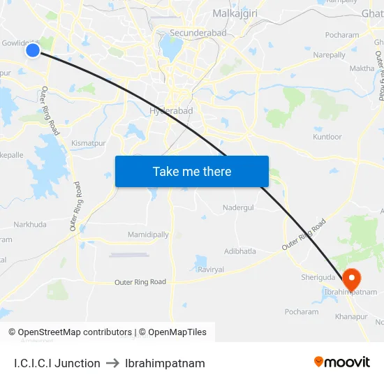 I.C.I.C.I Junction to Ibrahimpatnam map