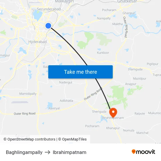 Baghlingampally to Ibrahimpatnam map