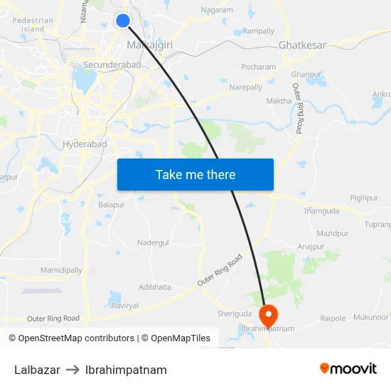 Lalbazar to Ibrahimpatnam map
