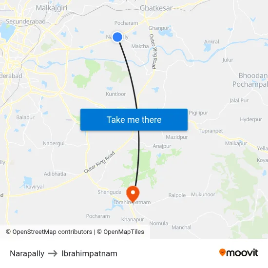 Narapally to Ibrahimpatnam map