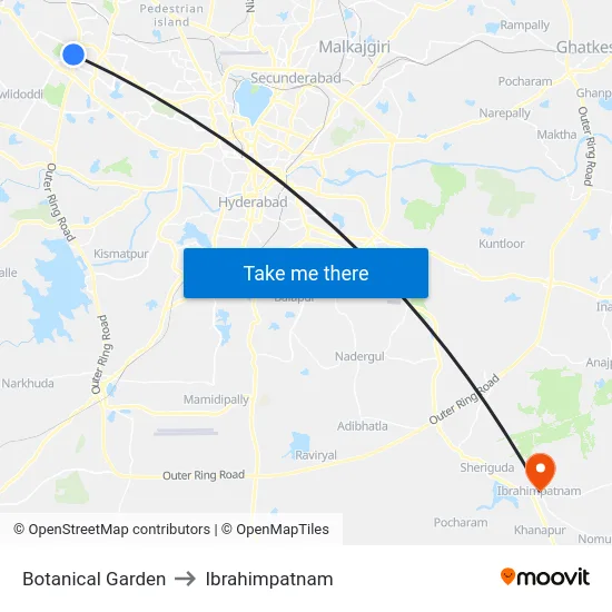 Botanical Garden to Ibrahimpatnam map