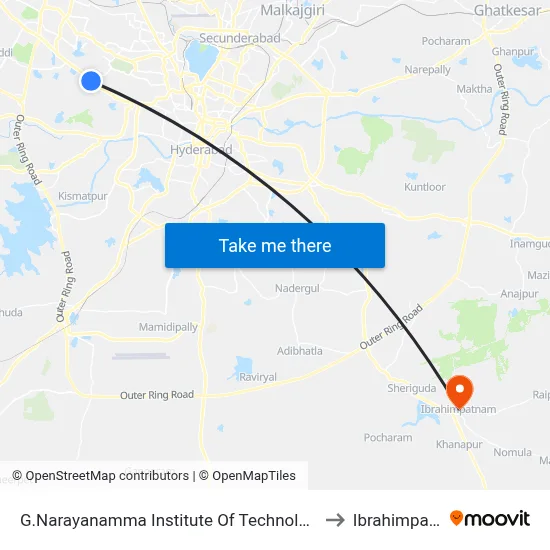G.Narayanamma Institute Of Technology & Science to Ibrahimpatnam map