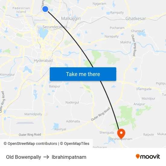 Old Bowenpally to Ibrahimpatnam map