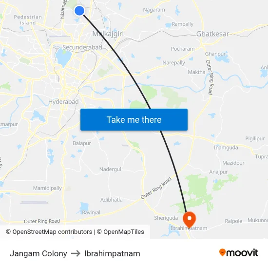 Jangam Colony to Ibrahimpatnam map