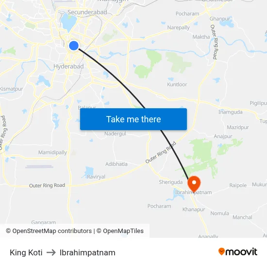 King Koti to Ibrahimpatnam map