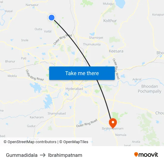 Gummadidala to Ibrahimpatnam map
