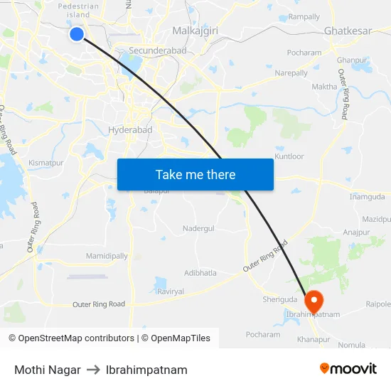 Mothi Nagar to Ibrahimpatnam map