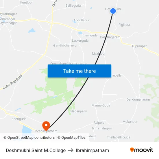 Deshmukhi Saint M.College to Ibrahimpatnam map