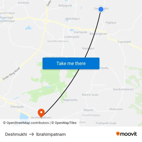 Deshmukhi to Ibrahimpatnam map