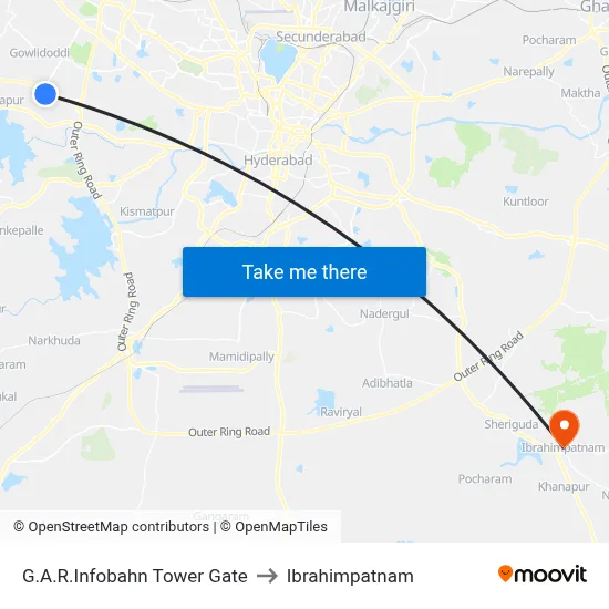 G.A.R.Infobahn Tower Gate to Ibrahimpatnam map
