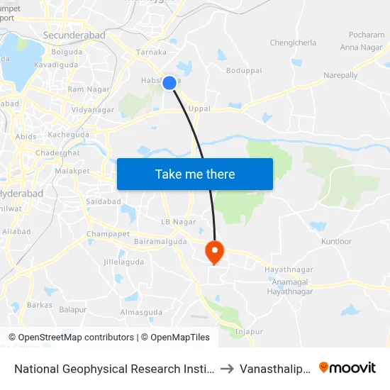 National Geophysical Research Institute (Ngri) to Vanasthalipuram map