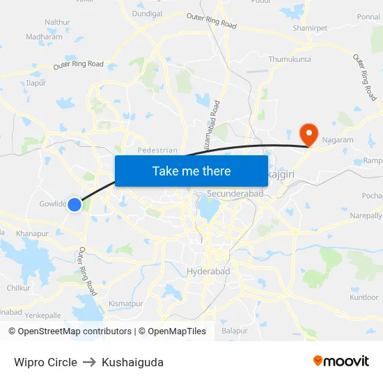 Wipro Circle to Kushaiguda map