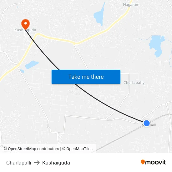 Charlapalli to Kushaiguda map