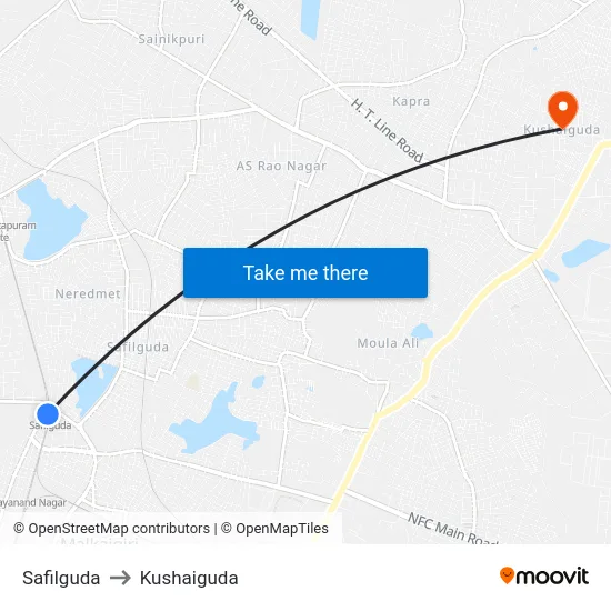 Safilguda to Kushaiguda map
