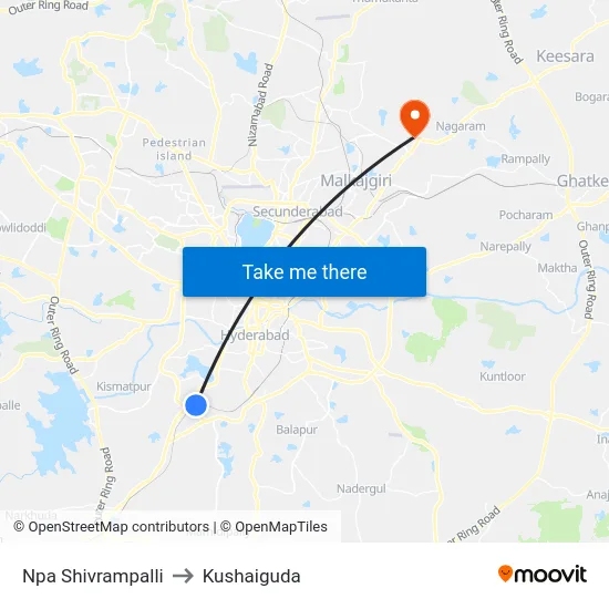 Npa Shivrampalli to Kushaiguda map