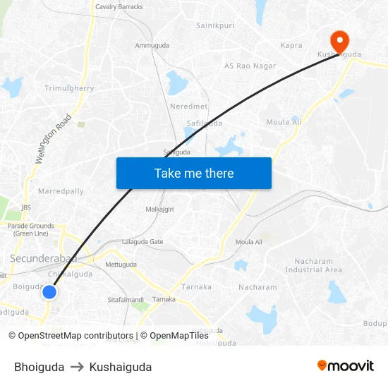Bhoiguda to Kushaiguda map