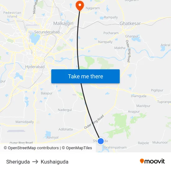 Sheriguda to Kushaiguda map