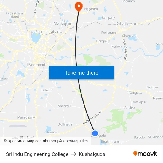 Sri Indu Engineering College to Kushaiguda map