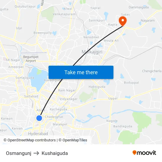 Osmangunj to Kushaiguda map