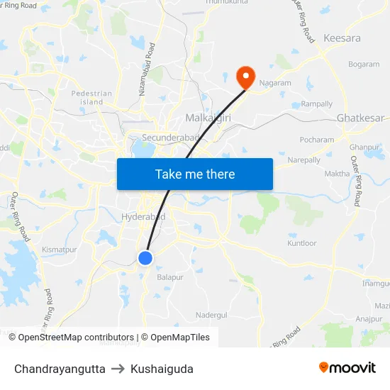 Chandrayangutta to Kushaiguda map