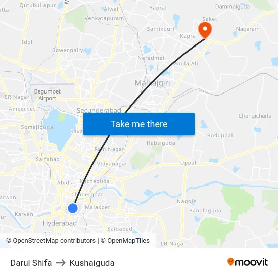 Darul Shifa to Kushaiguda map