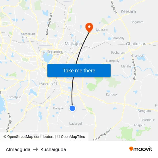 Almasguda to Kushaiguda map