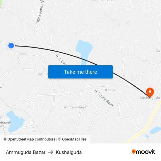 Ammuguda Bazar to Kushaiguda map