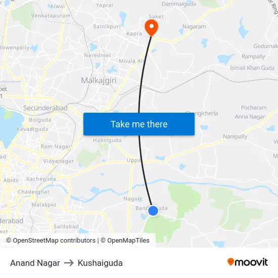 Anand Nagar to Kushaiguda map