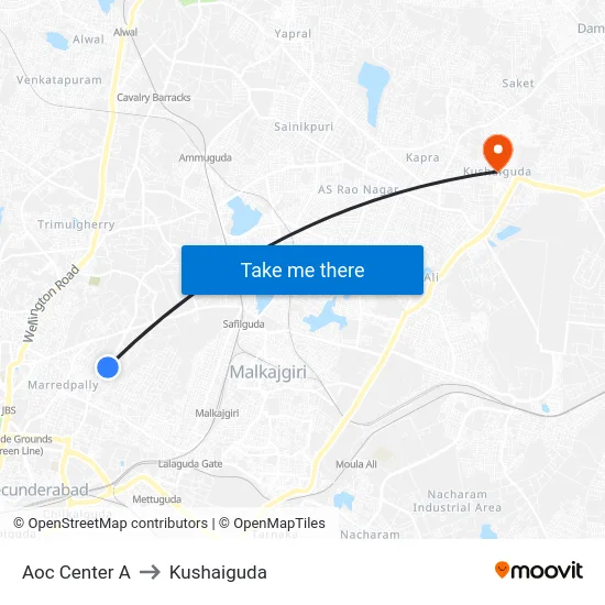 Aoc Center A to Kushaiguda map