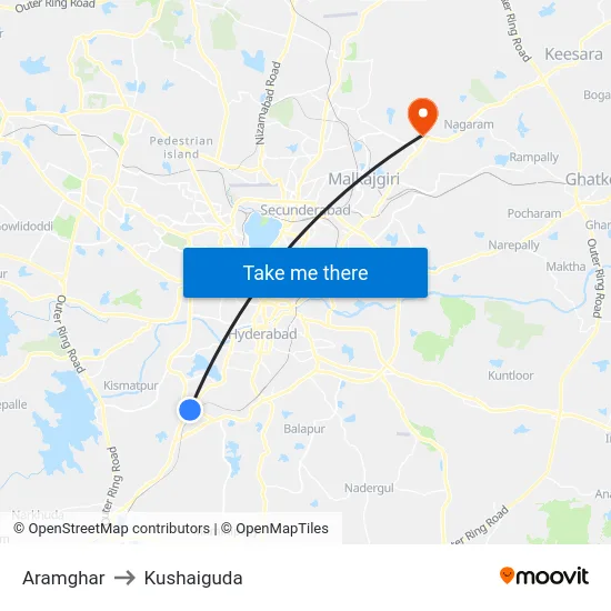 Aramghar to Kushaiguda map