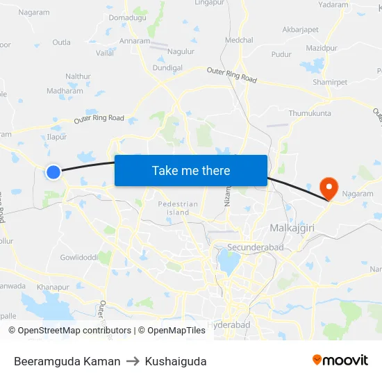 Beeramguda Kaman to Kushaiguda map