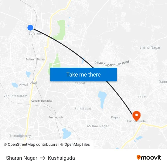 Sharan Nagar to Kushaiguda map