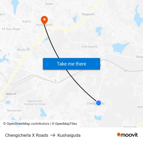 Chengicherla X Roads to Kushaiguda map