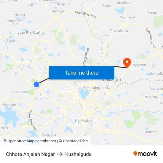 Chhota Anjaiah Nagar to Kushaiguda map