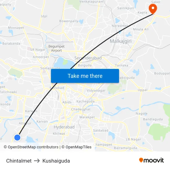 Chintalmet to Kushaiguda map