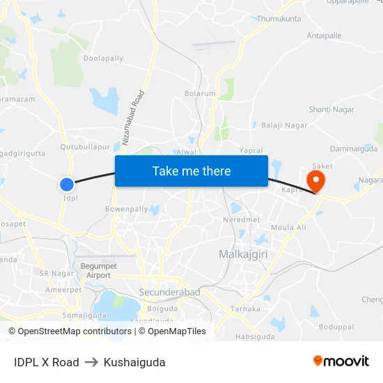 IDPL X Road to Kushaiguda map