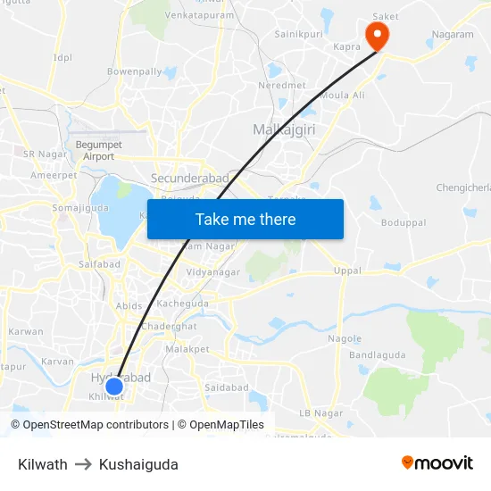 Kilwath to Kushaiguda map