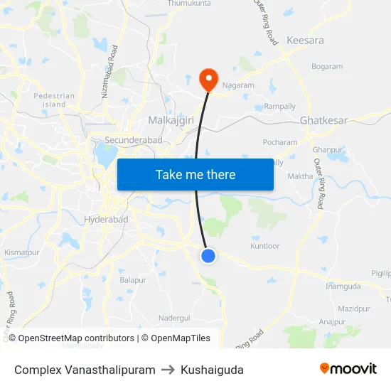 Complex Vanasthalipuram to Kushaiguda map
