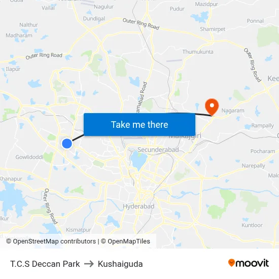 T.C.S Deccan Park to Kushaiguda map