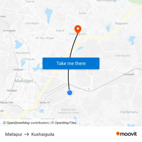 Mallapur to Kushaiguda map