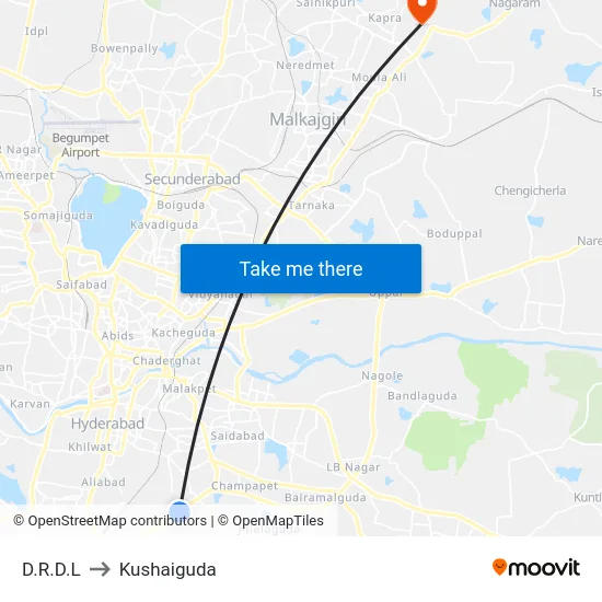 D.R.D.L to Kushaiguda map