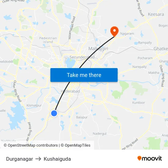 Durganagar to Kushaiguda map