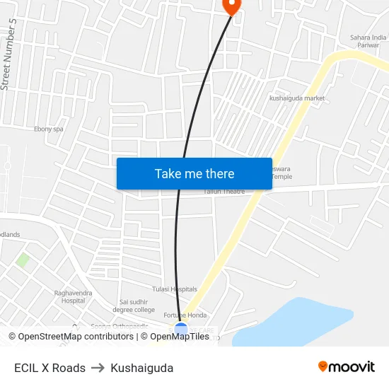 ECIL X Roads to Kushaiguda map