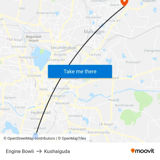 Engine Bowli to Kushaiguda map