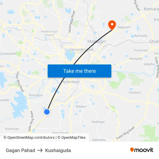 Gagan Pahad to Kushaiguda map