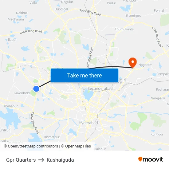 Gpr Quarters to Kushaiguda map