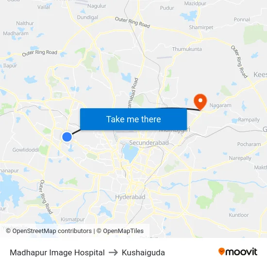 Madhapur Image Hospital to Kushaiguda map