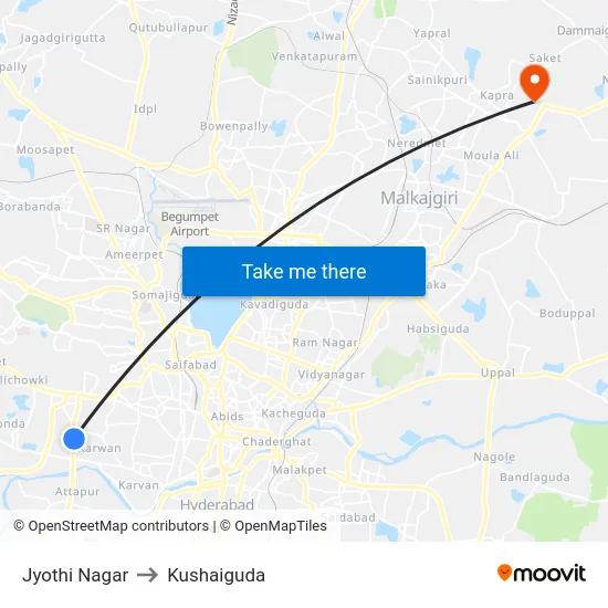 Jyothi Nagar to Kushaiguda map